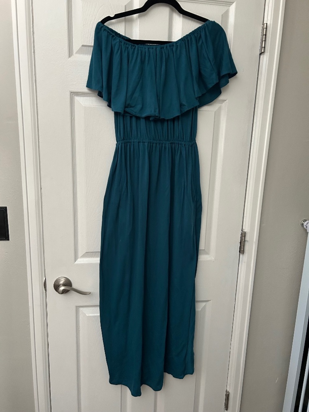 Teal Off Shoulder Maxi Dress